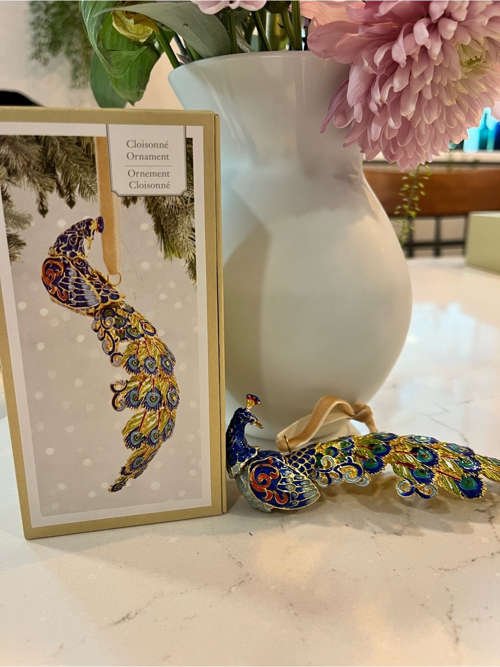 🦚 Pier One Cloisonné Peacock Ornament